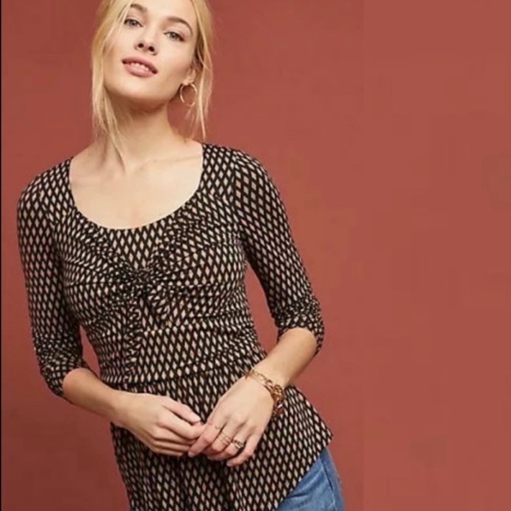 Anthro Meadow Rue Josalyn Tie Front Blouse